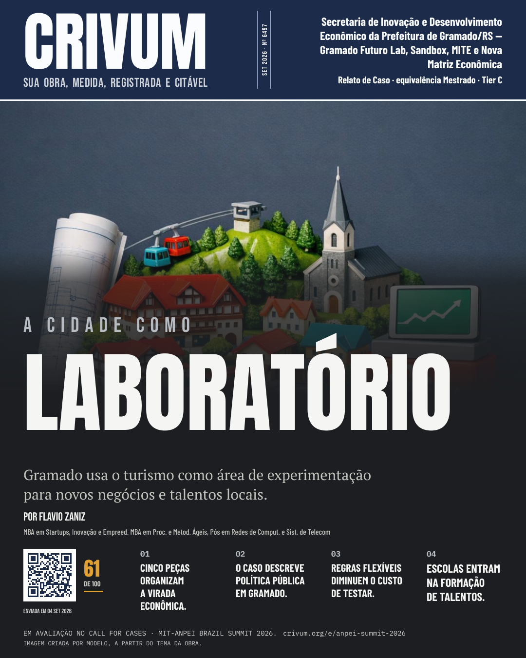 Capa de revista da obra Ecossistema Municipal de Inovação Aberta em Destinos Turísticos: Integração de Sandbox Regulatório, Hub Público e Formação de Talentos em Gramado/RS