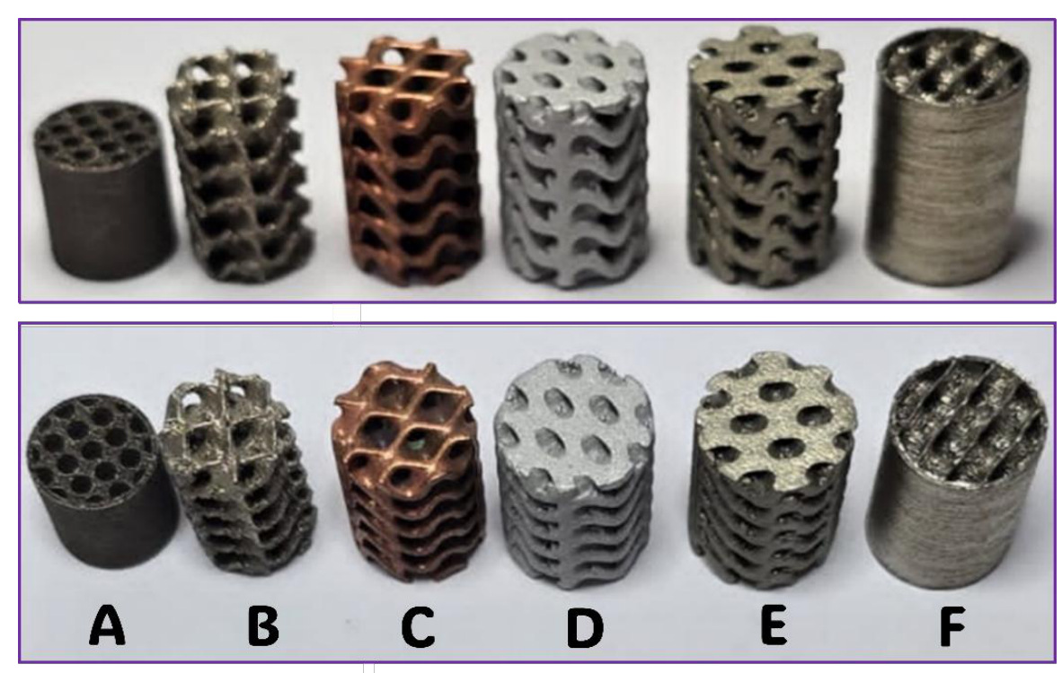 Figura 2. Modelos geométricos apresentados pela Alkimat. Diamond e Gyroid pertencem à família de superfícies mínimas