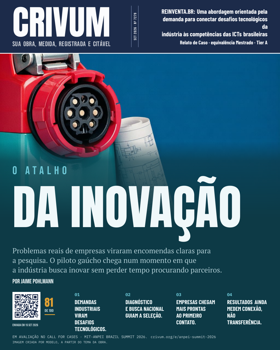 Capa de revista da obra REINVENTA.BR: Uma abordagem orientada pela demanda para conectar desafios tecnológicos da indústria às competências das ICTs brasileiras