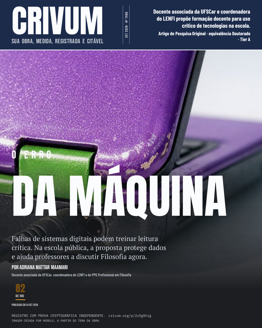 Capa de revista da obra Projeto de P&D e Governança em IA Educacional: Protocolo de Formação Docente, Soberania de Dados e Transferência Tecnológica (LENFI/UFSCar - PNED/MEC)