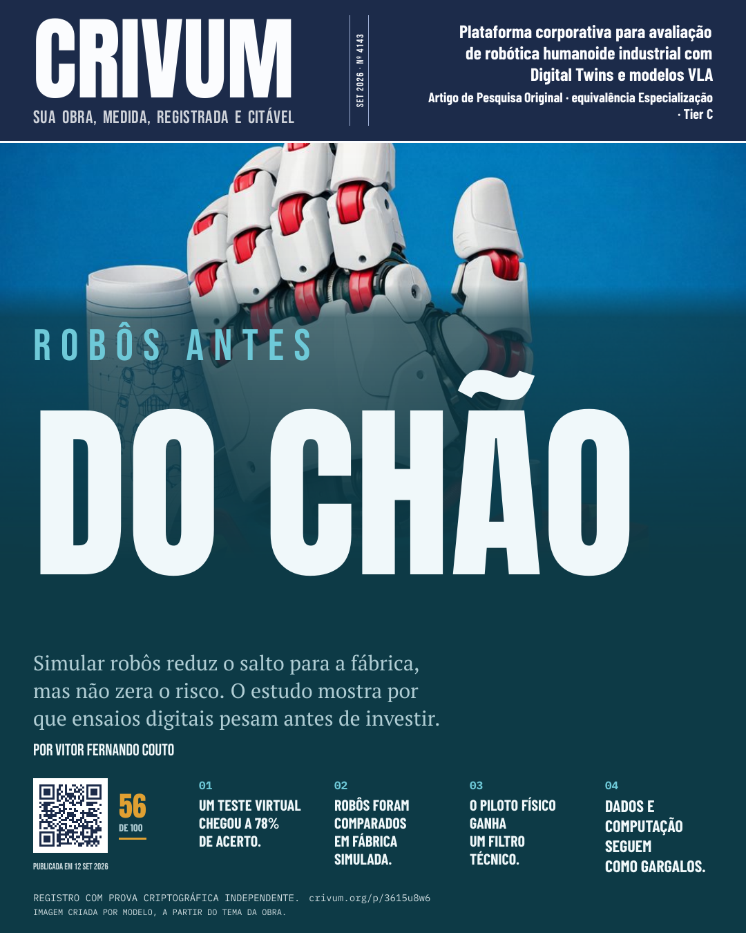 Capa de revista da obra Plataforma corporativa para avaliação de robótica humanoide industrial com Digital Twins e modelos VLA