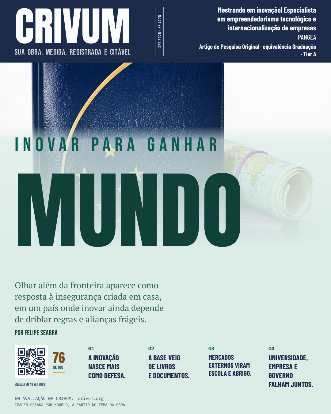 Capa de revista da obra INOVAÇÃO, AMBIENTE INSTITUCIONAL E INTERNACIONALIZAÇÃO: UMA ANÁLISE ESTRUTURADA DA DINÂMICA EMPREENDEDORA BRASILEIRA