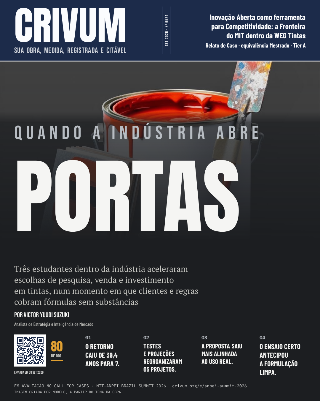 Capa de revista da obra Inovação Aberta como ferramenta para Competitividade: a Fronteira do MIT dentro da WEG Tintas