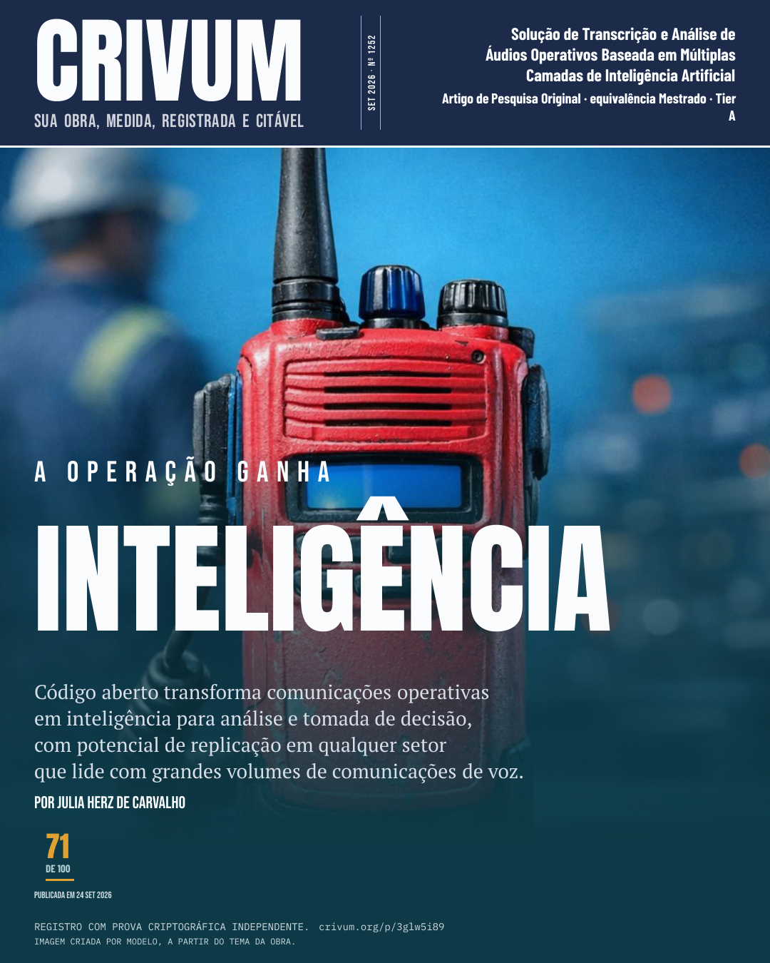Capa de revista da obra Solução de Transcrição e Análise de Áudios Operativos Baseada em Múltiplas Camadas de Inteligência Artificial