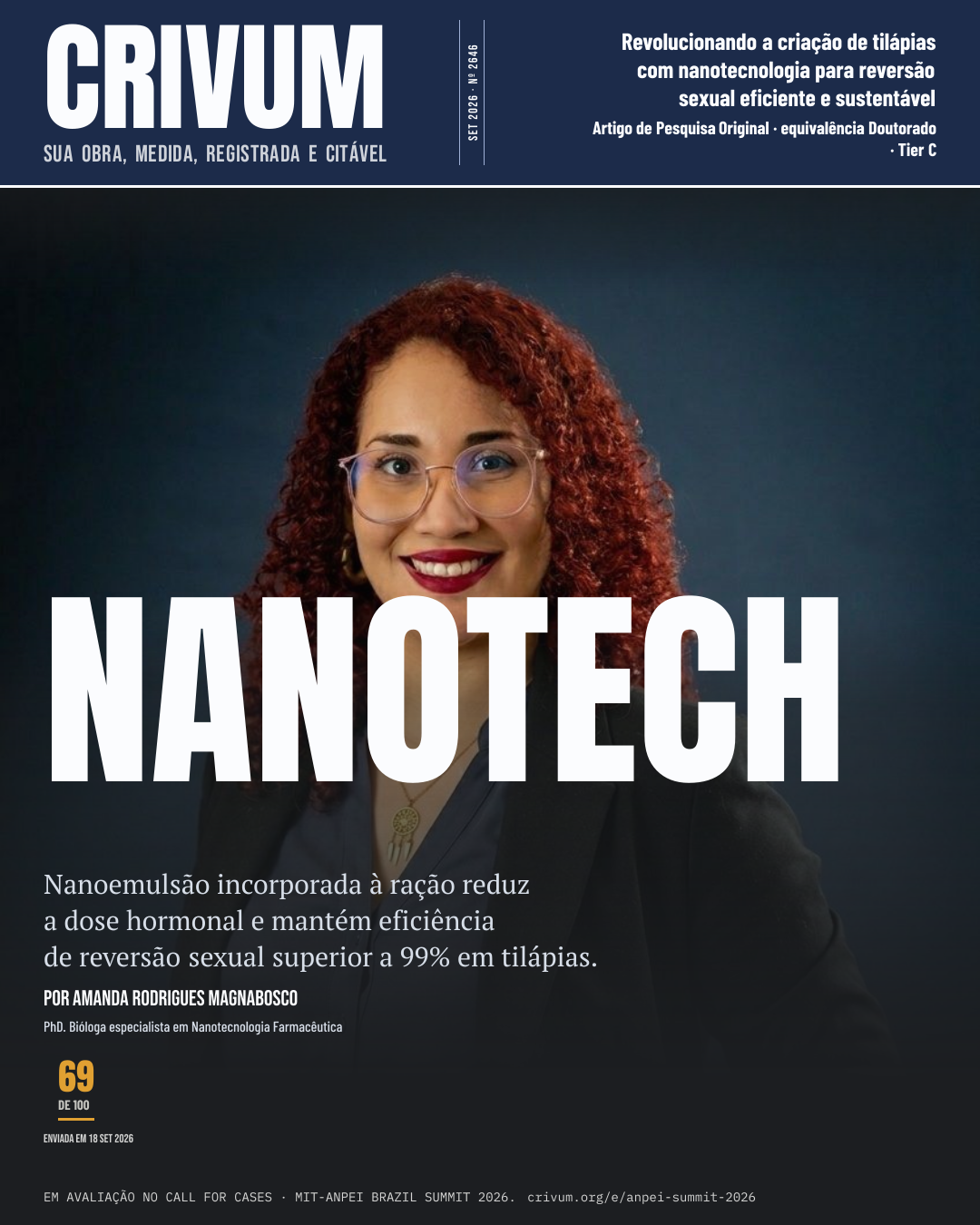 Capa de revista da obra Revolucionando a criação de tilápias com nanotecnologia para reversão sexual eficiente e sustentável