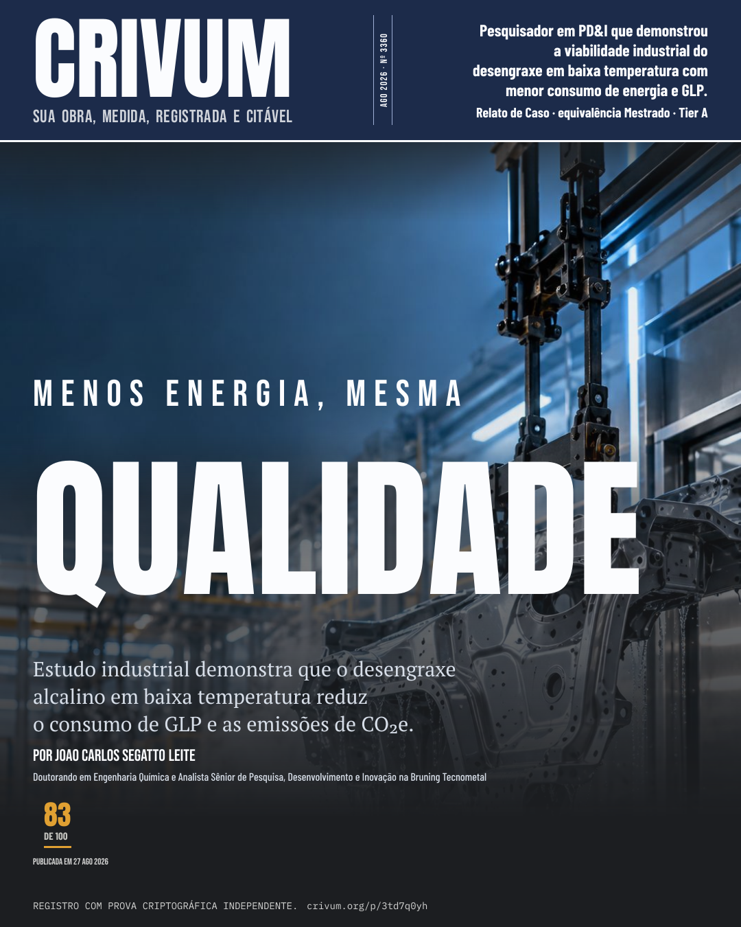 Capa de revista da obra Validação e implementação industrial de desengraxe alcalino em baixa temperatura