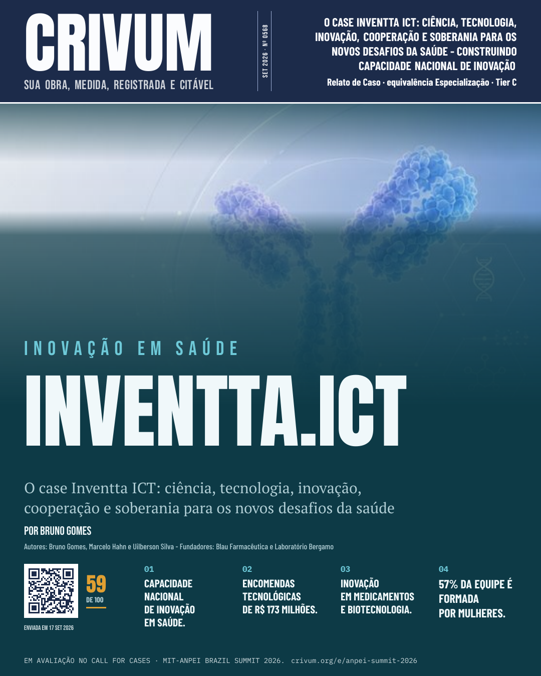 Capa de revista da obra O CASE INVENTTA ICT: CIÊNCIA, TECNOLOGIA, INOVAÇÃO, COOPERAÇÃO E SOBERANIA PARA OS NOVOS DESAFIOS DA SAÚDE - CONSTRUINDO CAPACIDADE NACIONAL DE INOVAÇÃO EM SAÚDE.