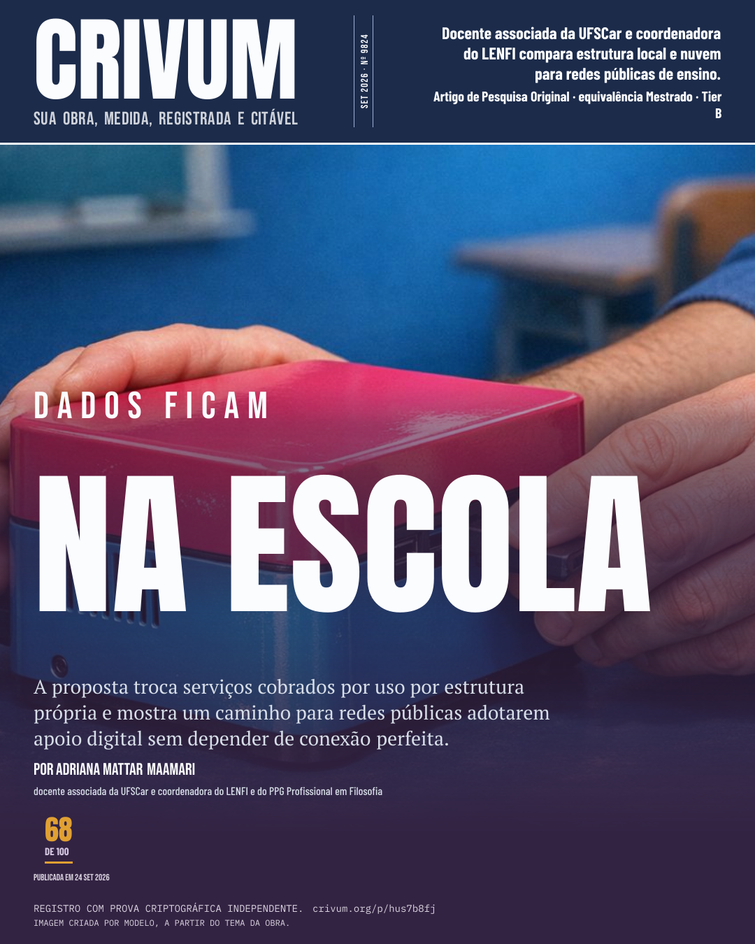 Capa de revista da obra Framework de Governança, TCO e Soberania Tecnológica para Adoção de IA Generativa na Educação Pública: O Caso do Ecossistema LENFI/UFSCar