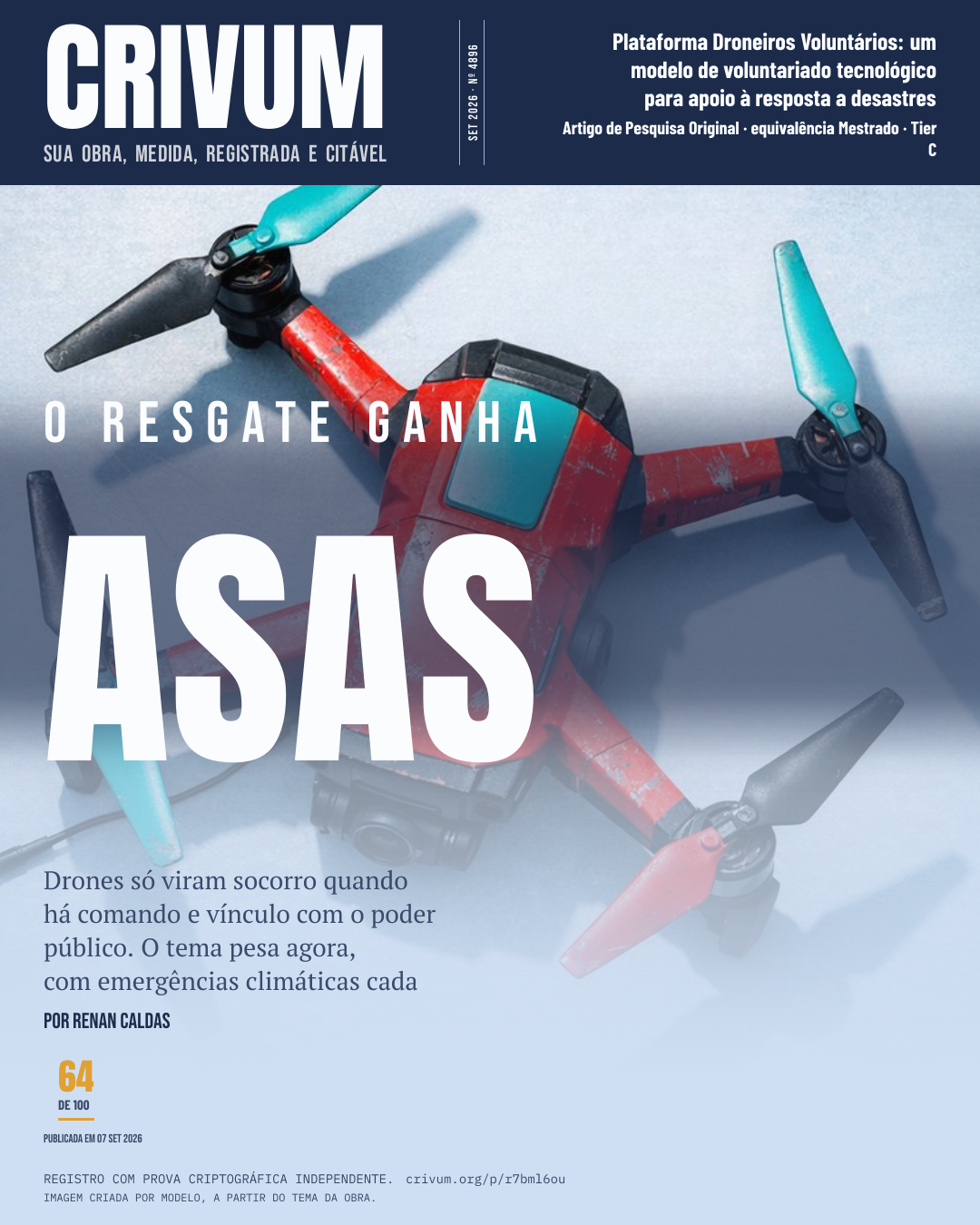 Capa de revista da obra Plataforma Droneiros Voluntários: um modelo de voluntariado tecnológico para apoio à resposta a desastres